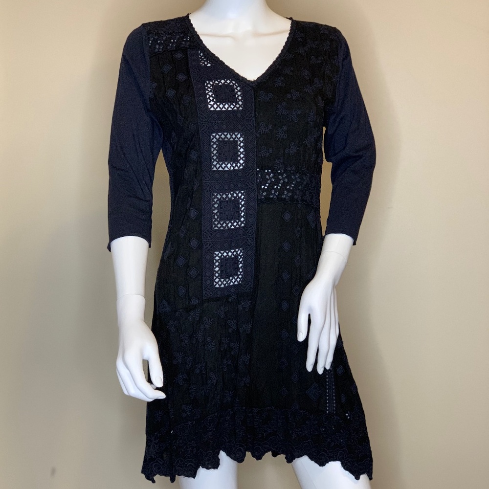 NWT Size S (small) Johnny Was Black Embroidered Dress
